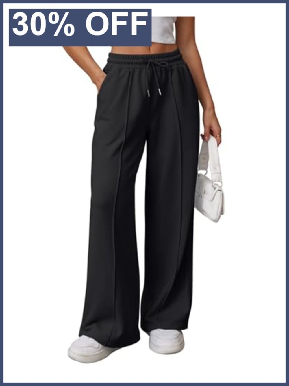 Womens Wide Leg High Waisted Baggy Sweatpants Drawstring Pockets
